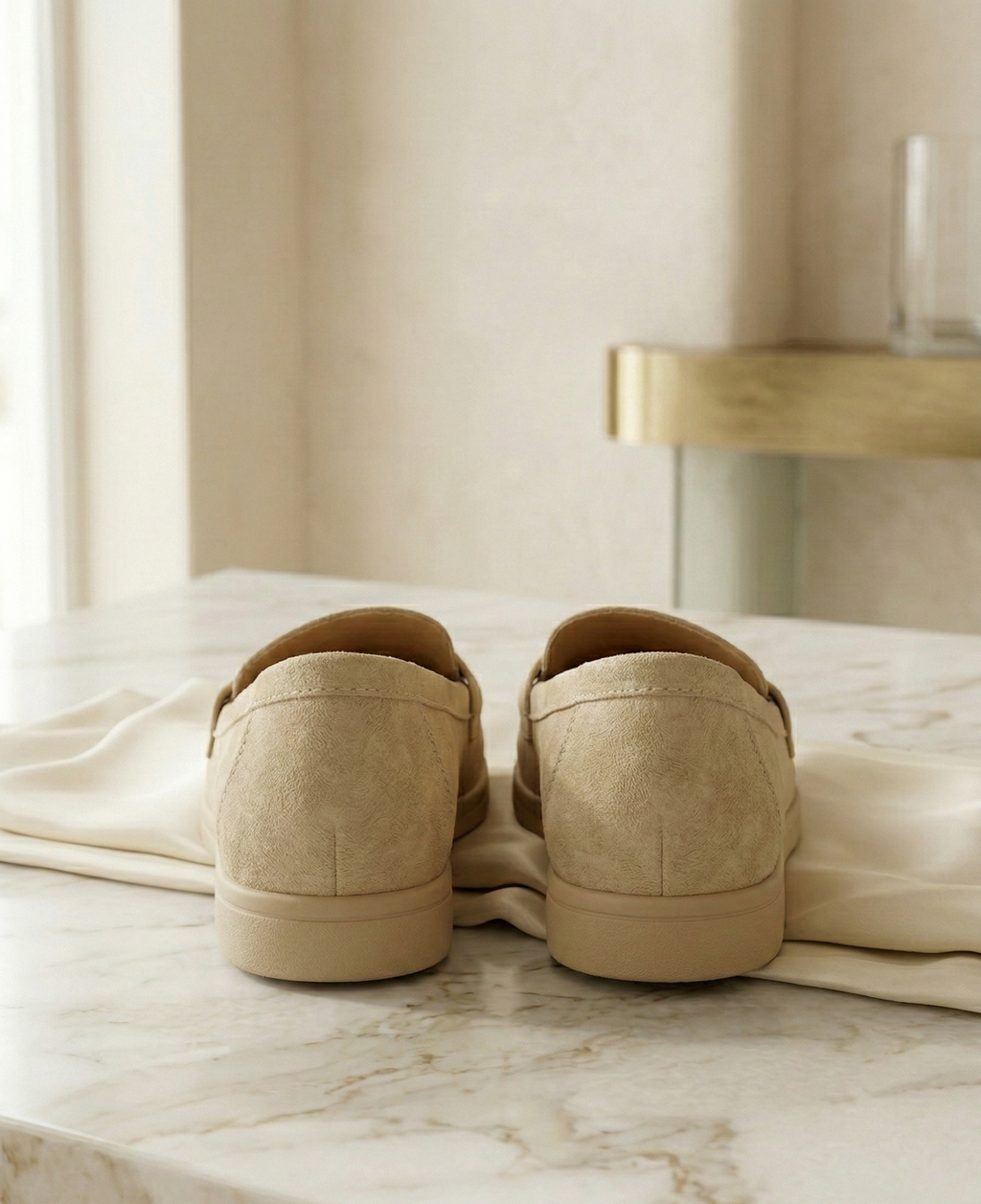 Mocassin Femme Suédine Beige Sable - Modèle Sahara avec Mors Cadenas