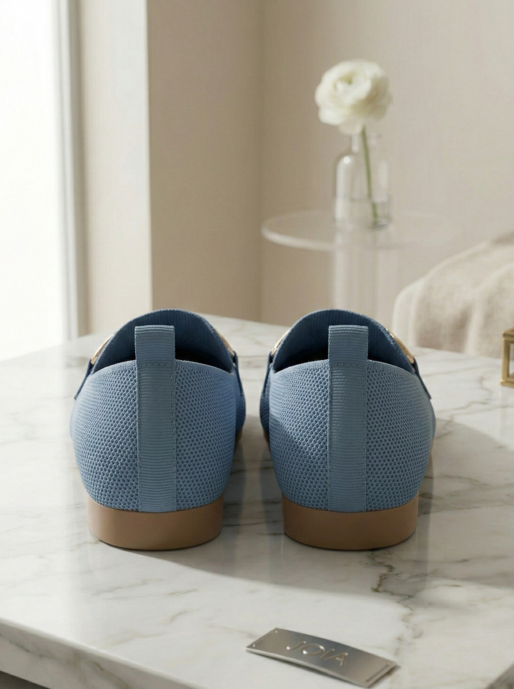 Mocassin Femme en Maille Souple - Modèle Eden avec Lien et Détail Doré