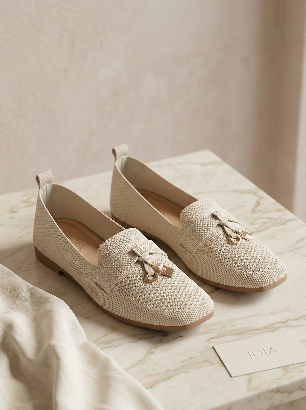 Mocassin Femme Maille Ivoire - Modèle Pure avec Mors Doré Chic