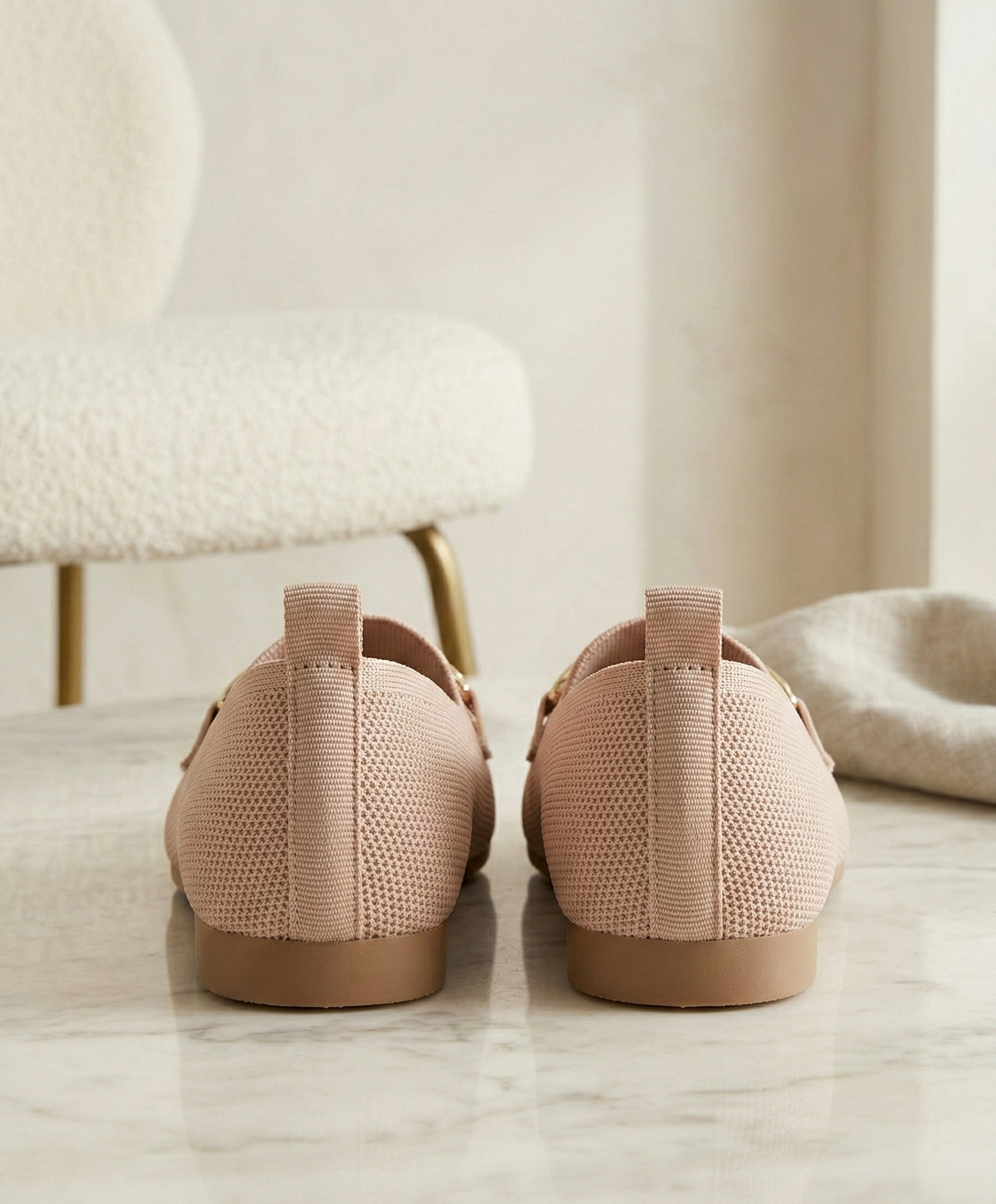 Mocassin Femme Maille Vieux Rose - Modèle Rose Romance avec Mors Doré
