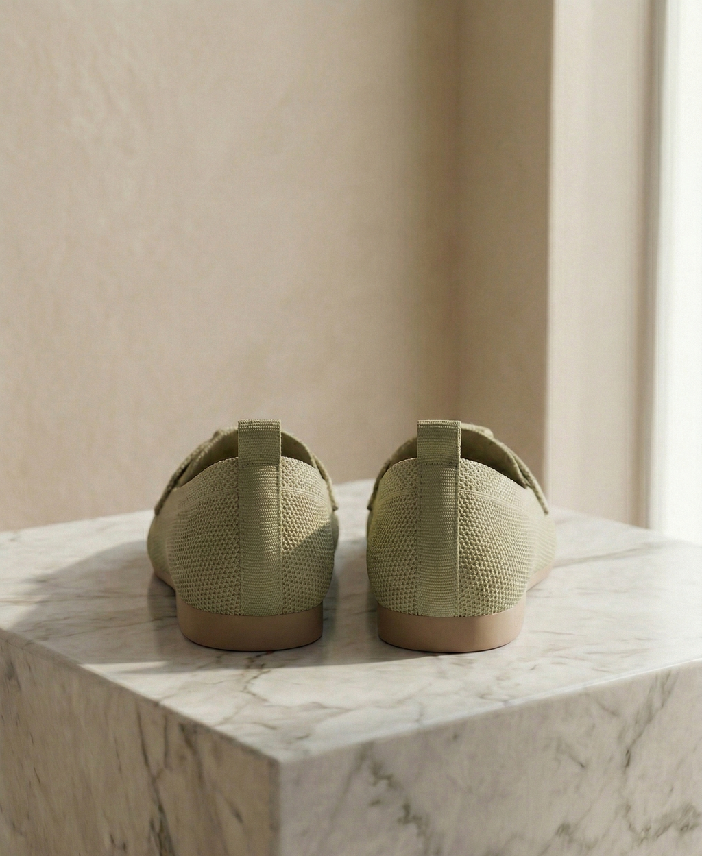 Mocassin Femme Maille Vert Sauge - Modèle Gaia avec Mors Cadenas Doré