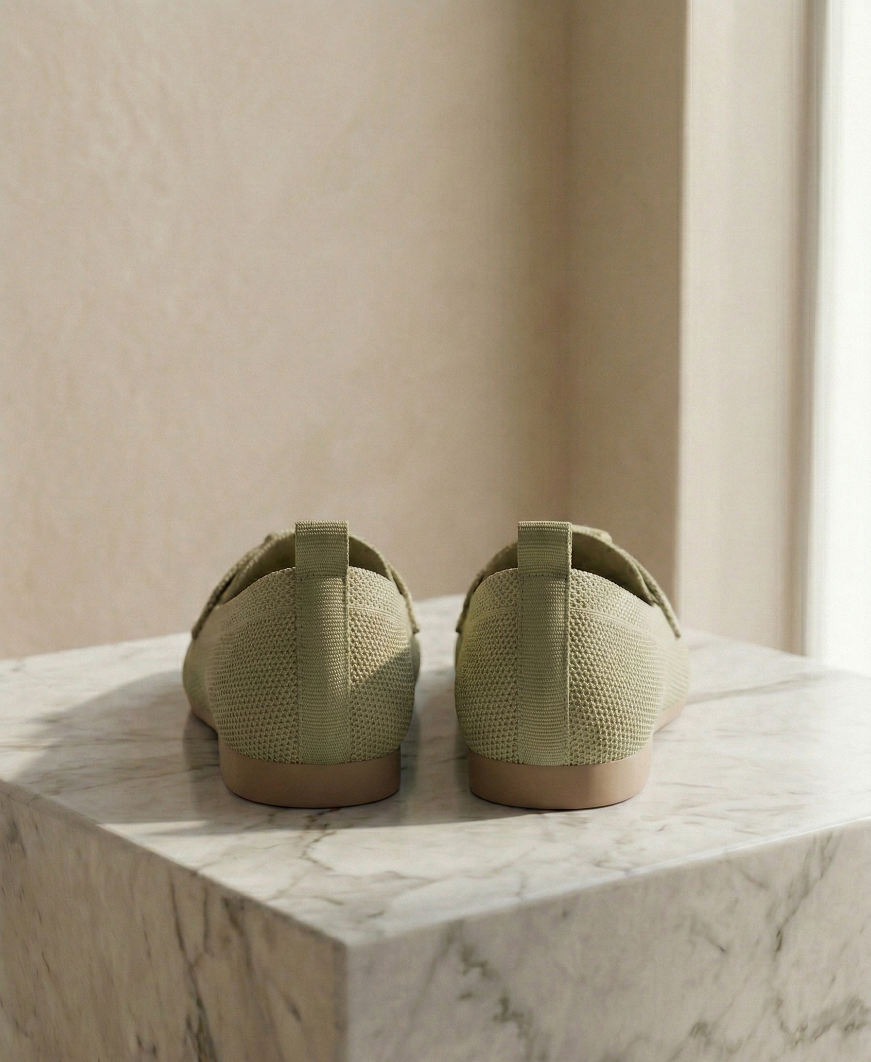 Mocassin Femme Maille Vert Sauge - Modèle Gaia avec Mors Cadenas Doré