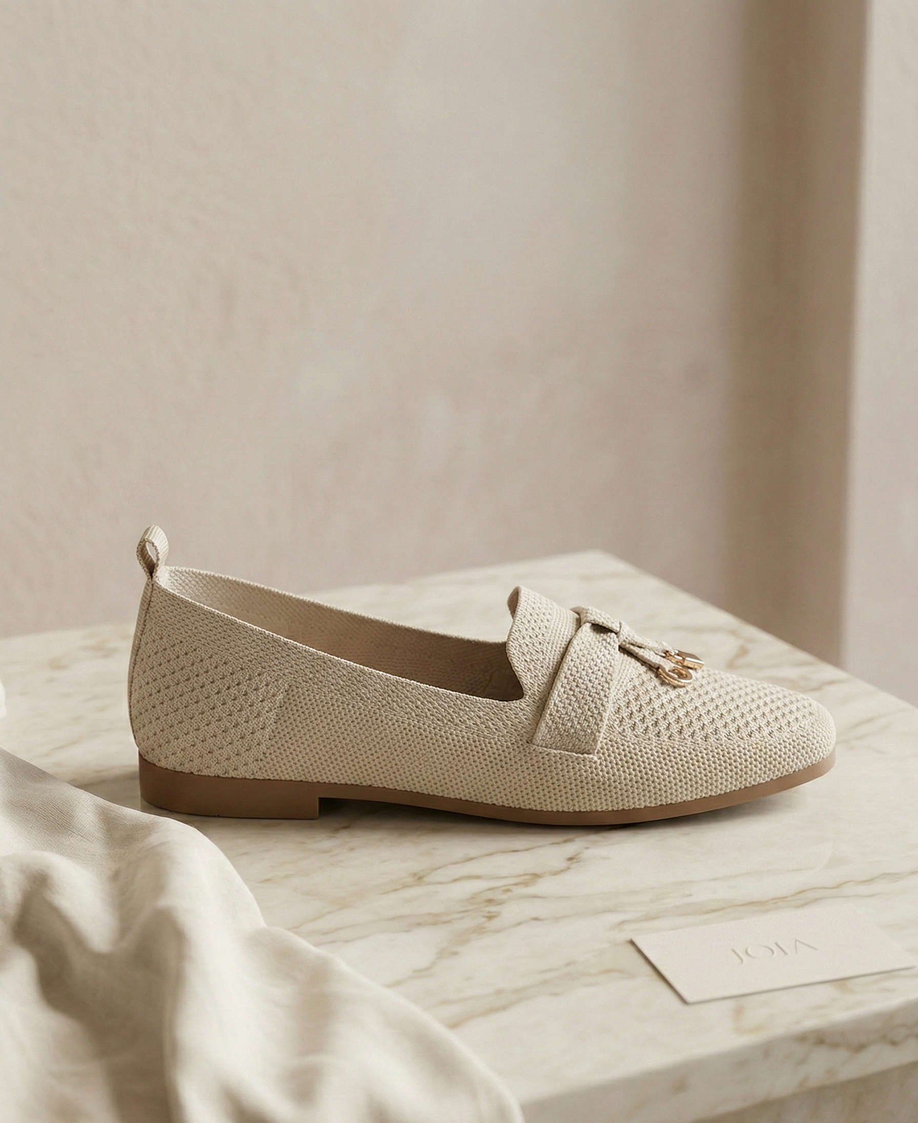 Mocassin Femme Maille Ivoire - Modèle Pure avec Mors Doré Chic